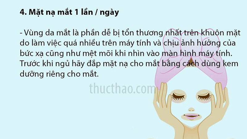 Đắp mặt nạ mắt sau khi làm việc với máy tính