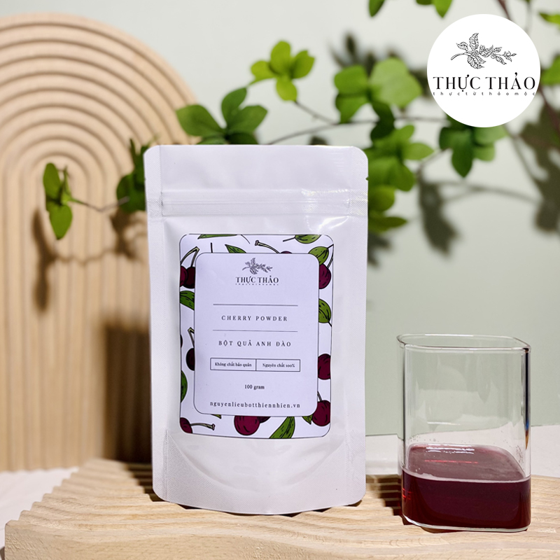 bot qua anh dao khi duoc pha voi nuoc bột cherry khi pha với nước