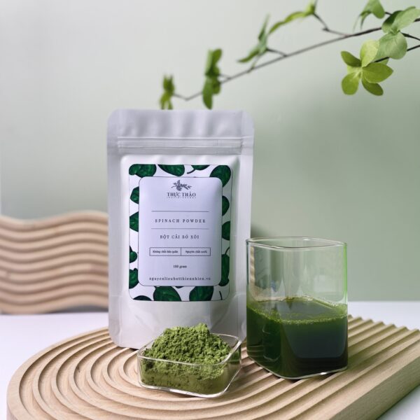 Bột cải bó xôi (rau bina) nguyên chất 100% của THỰC THẢO, thơm, bột mịn, ngon